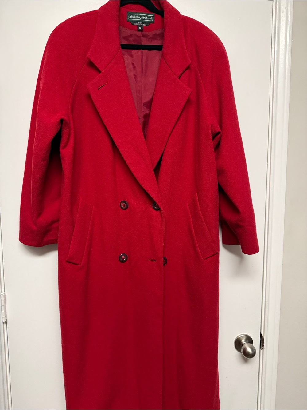 Stephanie Andrews: Vintage Red Long Wool Coat